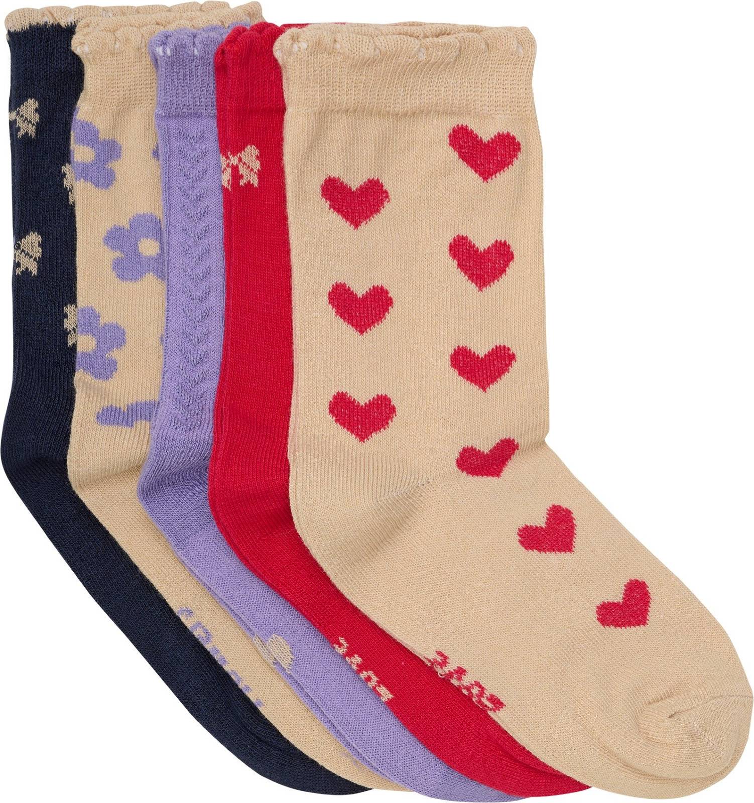 Minymo Socks W Pattern 5-Pack - Rosa