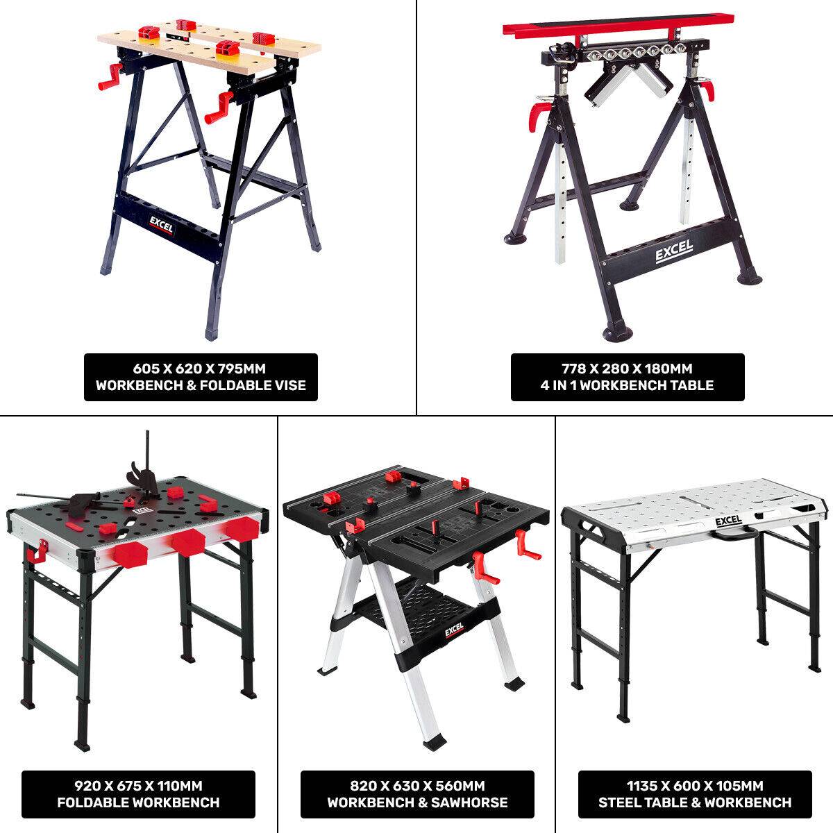Excel Foldable Workbench Portable Clamping Folding Worktop Table