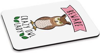 Gift Base Crazy Owl Lady PC Computer Mouse Mat Pad