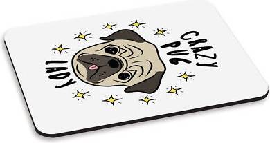 Gift Base Crazy Pug Lady Stars PC Computer Mouse Mat Pad