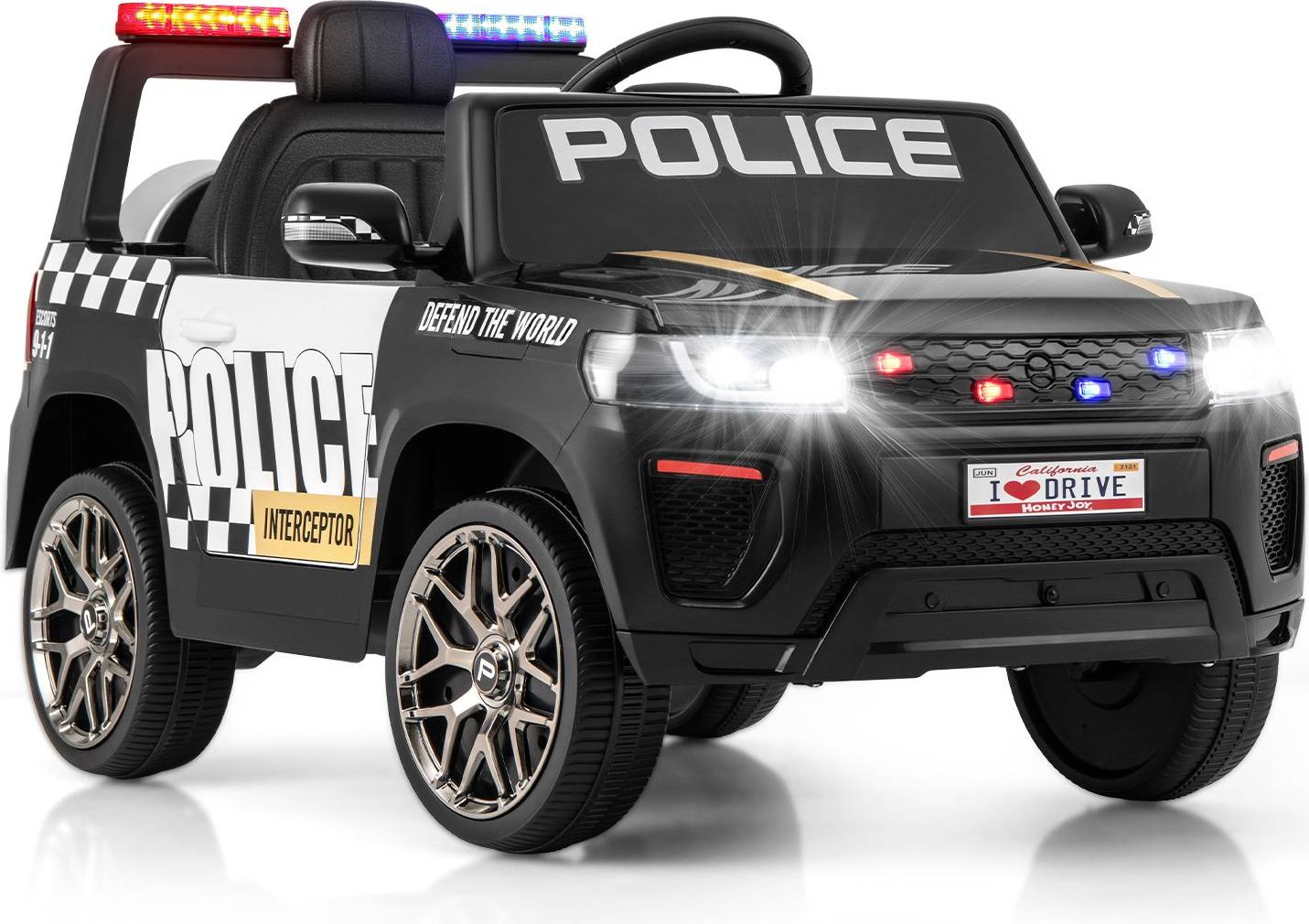 Costway 12V Kid Ride on Police Car with Remote Control