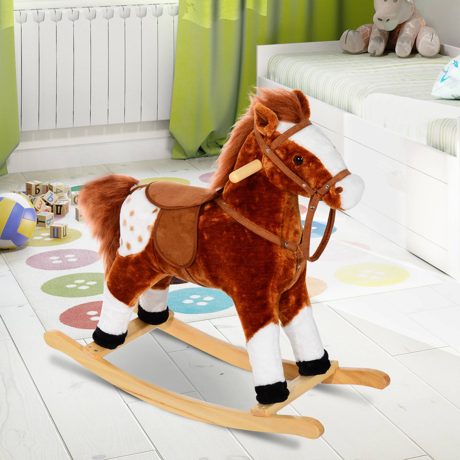 Homcom Kids Wooden Toy Rocking Horse