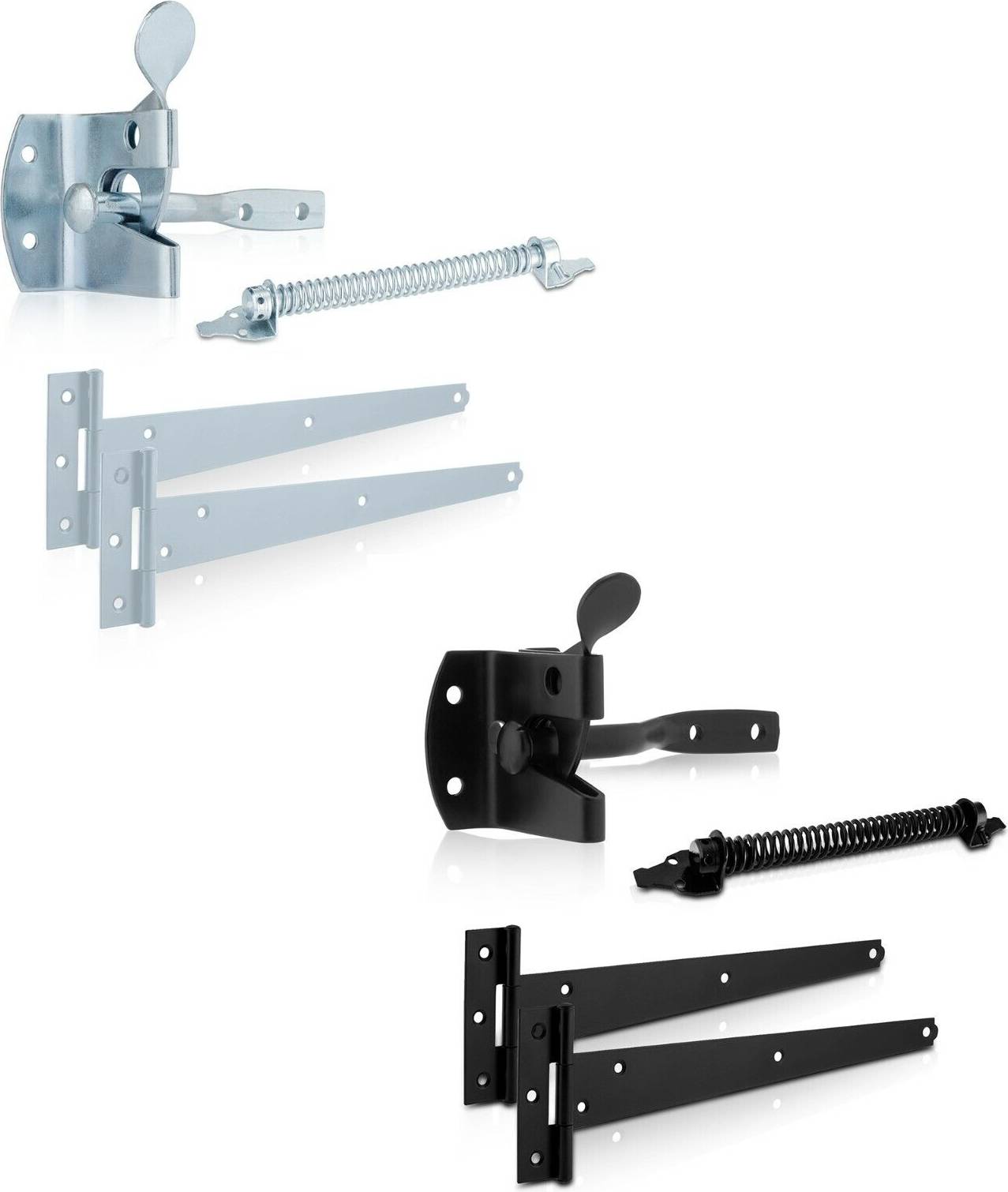Garden gate latch XFORT Auto Gate Latch Pack Complete with T-Hinge and Gate Spring
