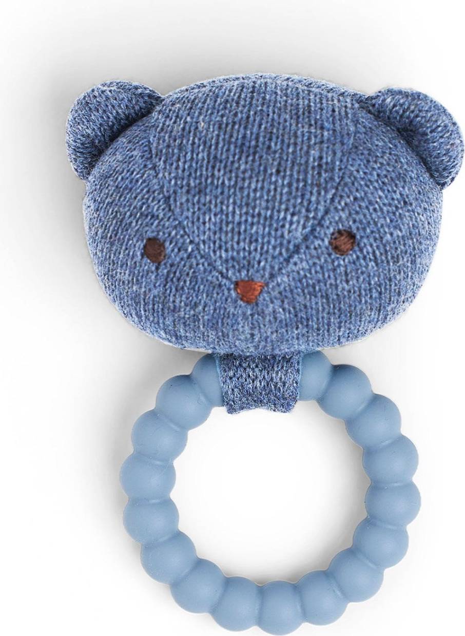 Smallstuff Blå Rangle Bamse Med Silikonering 10 cm