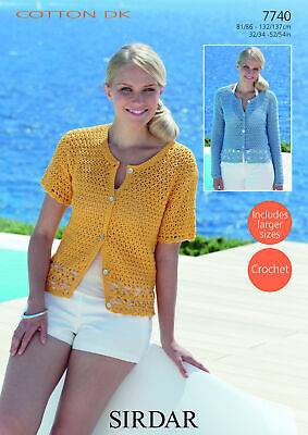 SIRDAR 7740 Crochet Pattern Round Neck Cardigans