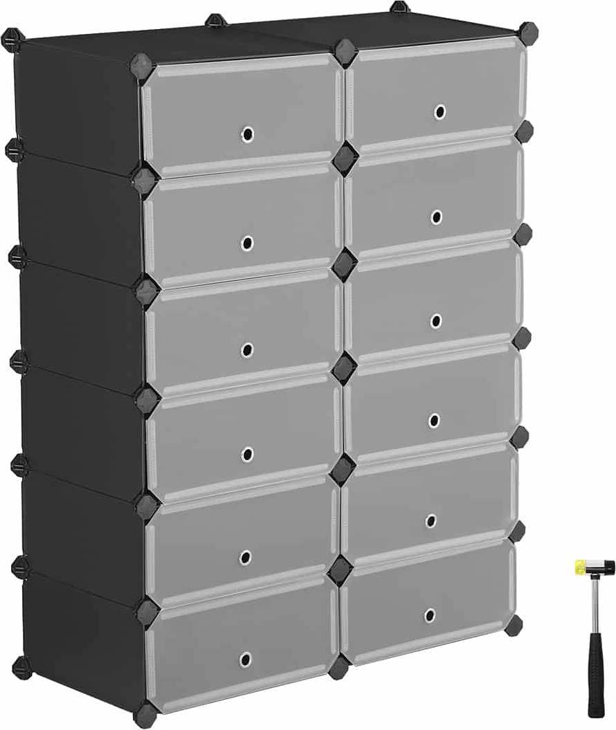 12 cube storage unit Songmics Stackable Storage Cabinet 24 Pair Shoe Rack