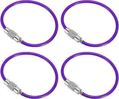 Uxcell 4.3 Inch Length Wire Keychain Cable - Purple