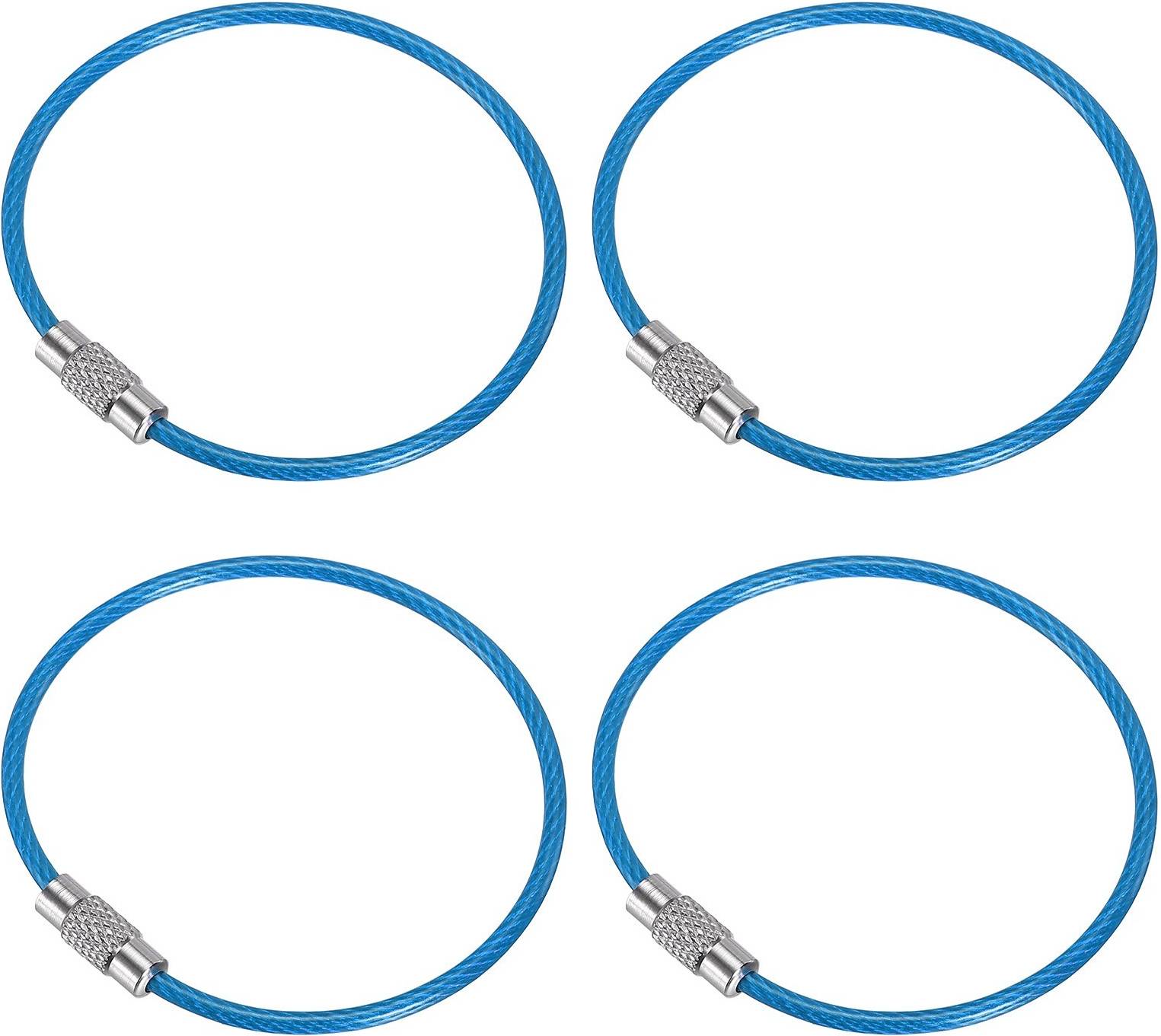Uxcell 6 Inch Length Wire Keychain Cable - Sky Blue
