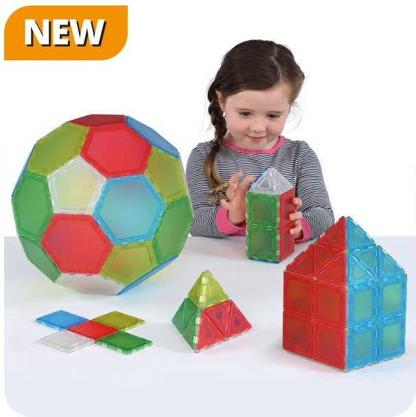 Polydron Translucent Solid Magnetic Essential Shapes Set