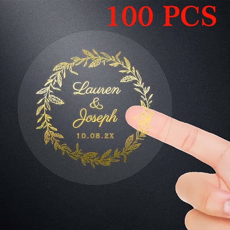 Temu Customizable Golden Transparent Stickers Personalized Handmade Name And Address Labels
