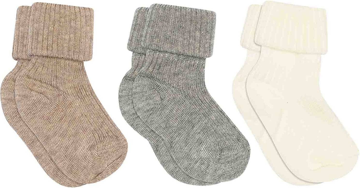 mp Denmark Cotton Rib Baby Socks 3-Pack - Grå