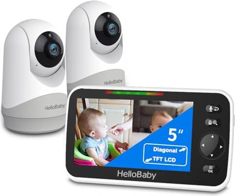 HelloBaby 5 Inch Split Screen Baby Monitor