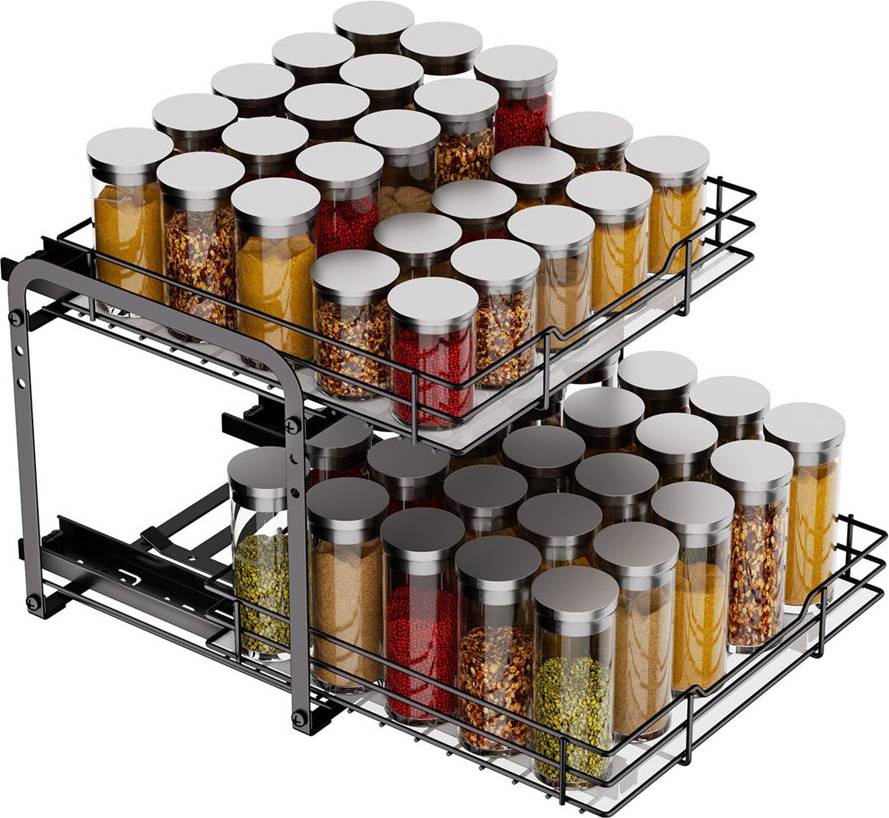 Belfry Kitchen Pull Out Spice Rack 2-Tier With Adjustable Height
