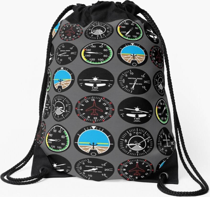 Famgem Drawstring Bag Flight Instruments Sport Gym Shoe Backpack