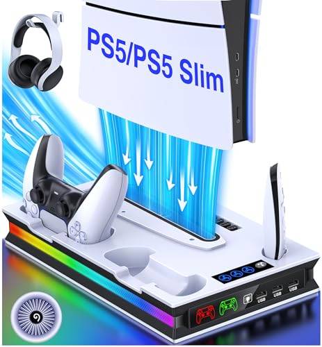 Ps5 slim Support PS5 Slim Lumière LED USB C