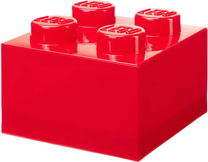 LEGO Brick Storage Box Translucent 4 Knobs Red