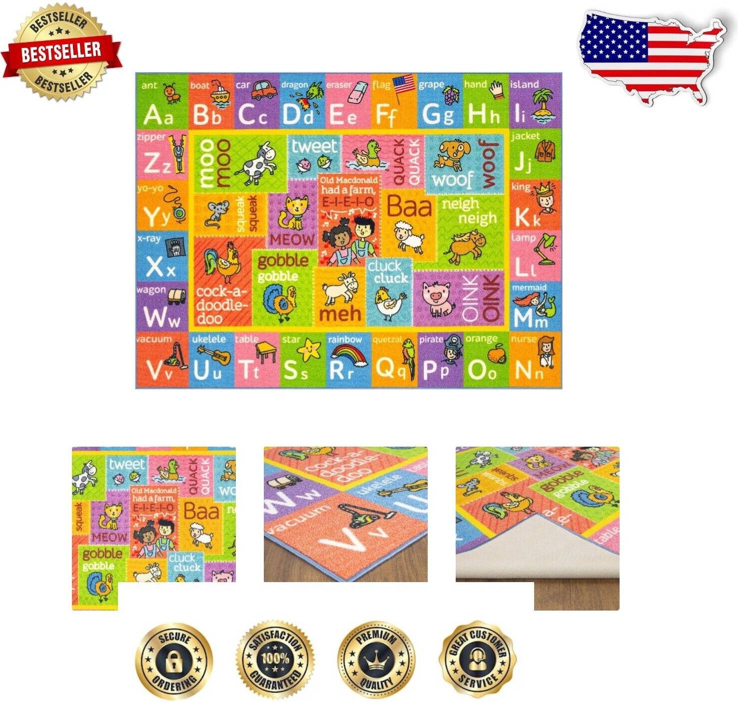 KC Cubs ABC Alphabet Animal Sounds Rug