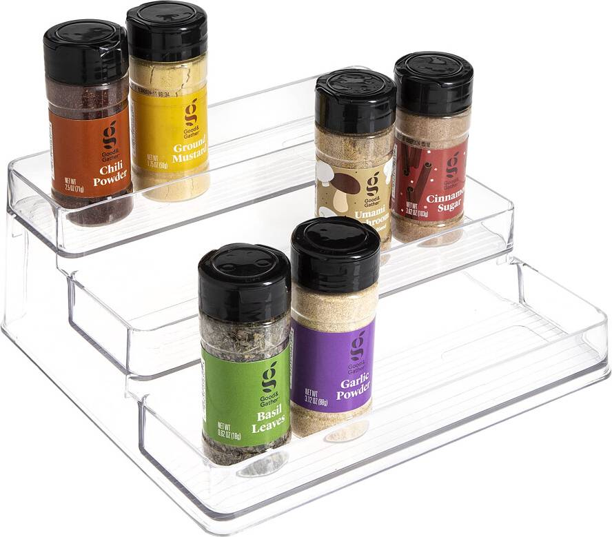SIMPLEMADE Clear Spice Rack 2 Pack Three-Tiered Shelf
