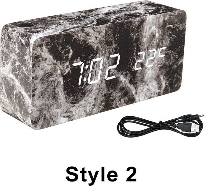 Greenzech LED Marble Pattern Alarm Clock