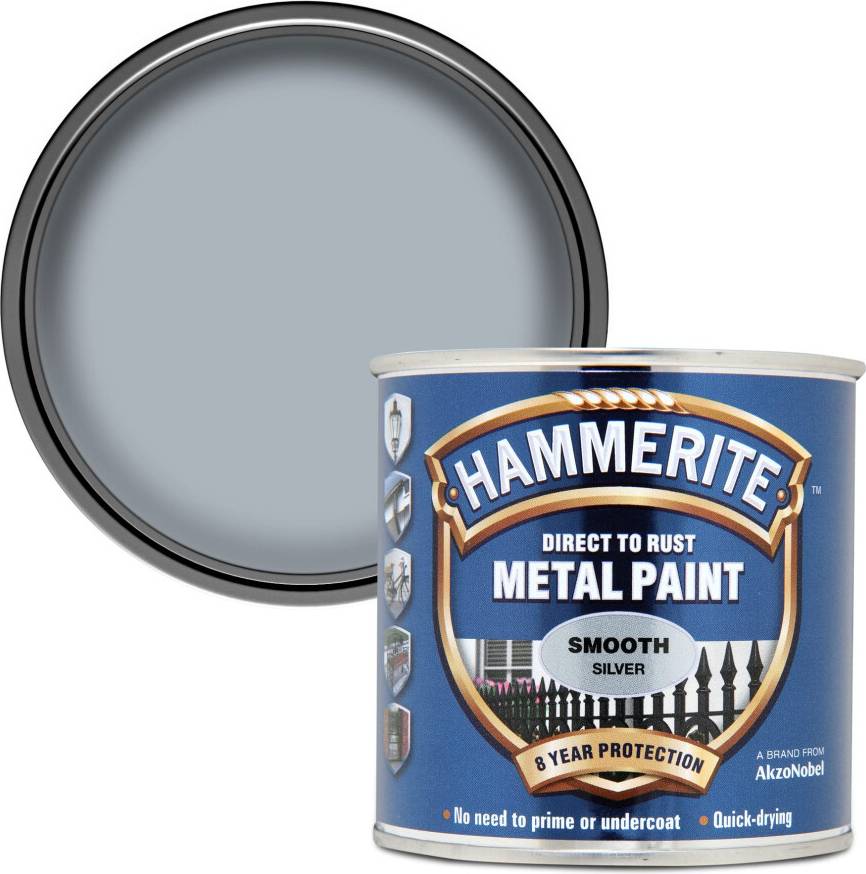 Hammerite Direct to Rust Smooth Silver Finish 250ML