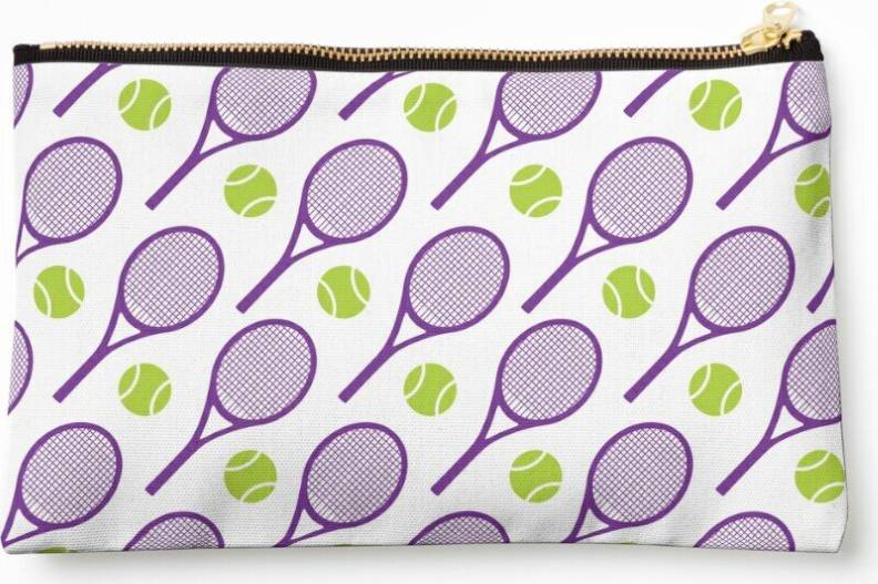 WHIBOS Makeup Bag Tennis Rackets Pattern - Purple
