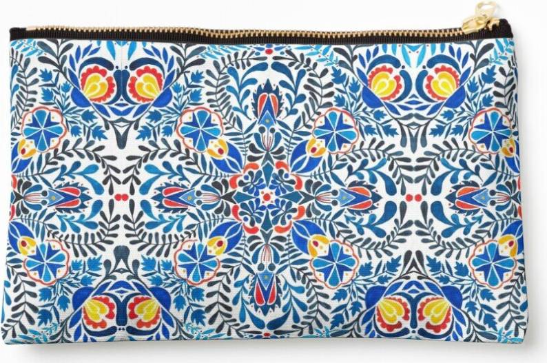 WHIBOS Makeup Bag Mandala Pattern - Blue