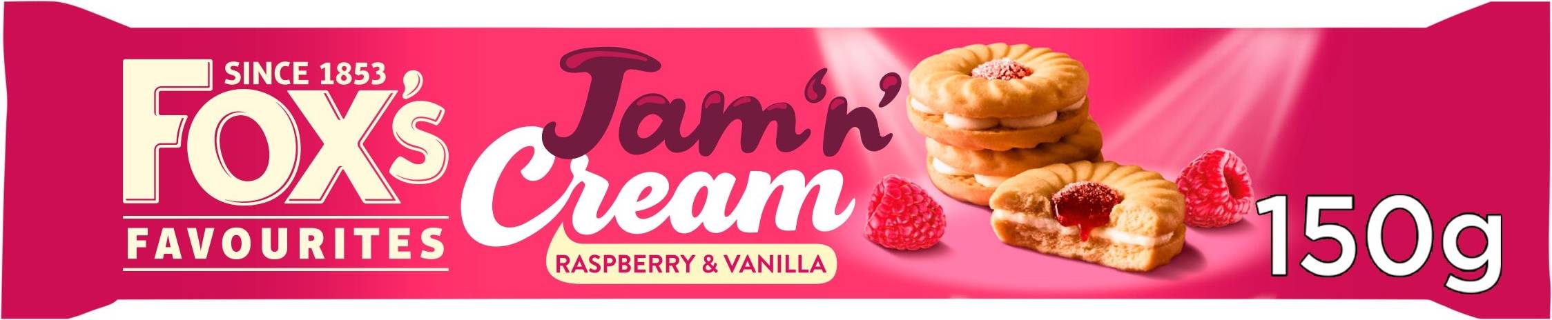 Fox's Biscuits Foxs Biscuits Jam n Cream Rings Raspberry Vanilla 150g 10pcs 1pack