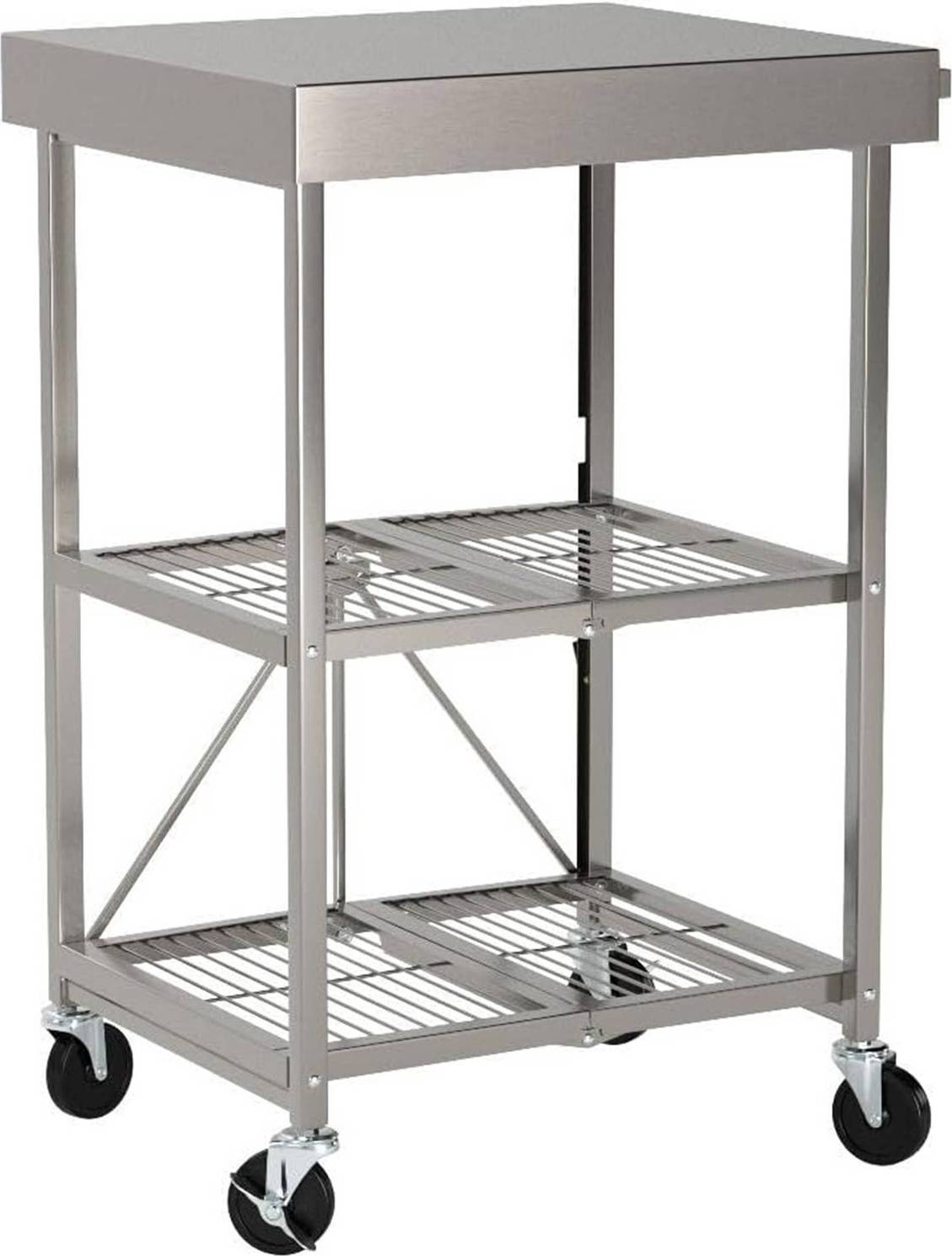 Foldable trolley Origami RBT Fully Stainless Steel Foldable Kitchen Cart with Wheels Trolley Table