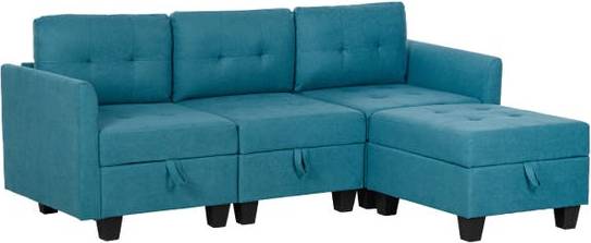 Homcom Convertible Modular Sectional Light Blue Sofa 158cm 3 Seater