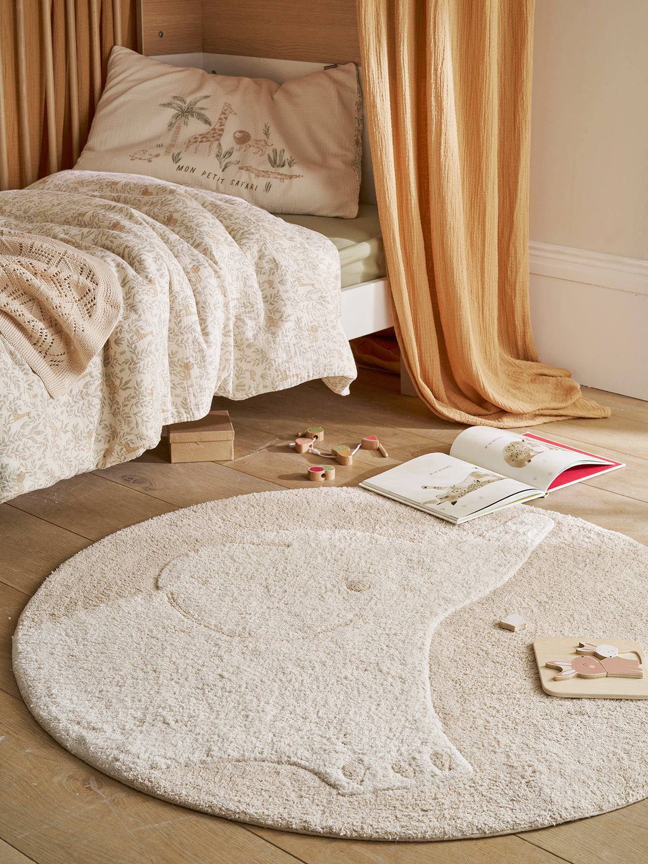 Vertbaudet Round Elephant Rug Ecru