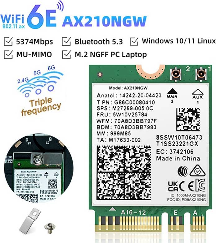 Tauoh WiFi 6E AX210 Bluetooth 5..2 Wireless Network Card