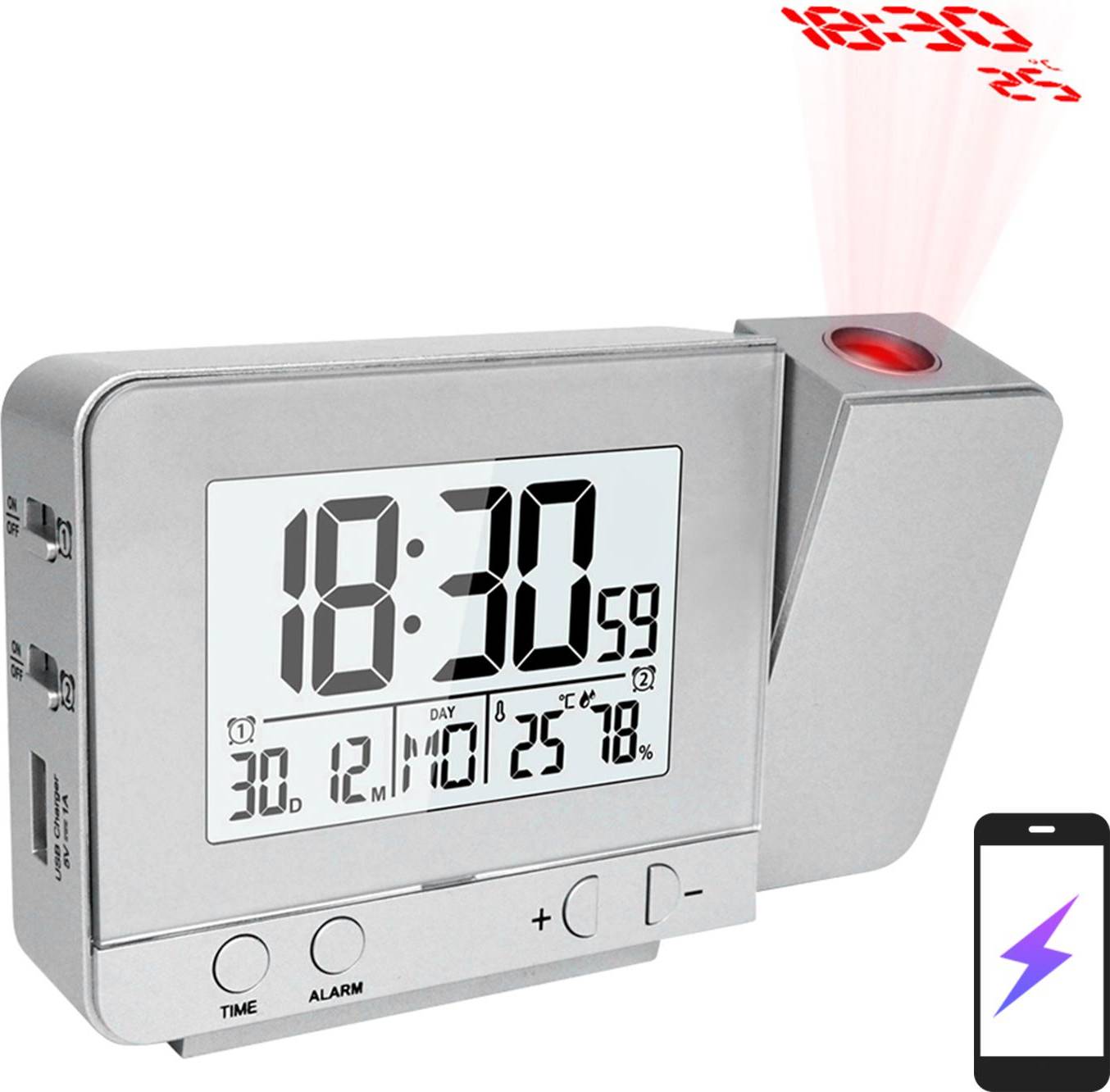 Digital clock Zeblaze Digital Project Ceiling Clock Sølv