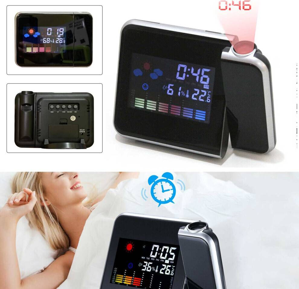 Goplushtoy Color Display Clock With Time Projection Weather Station