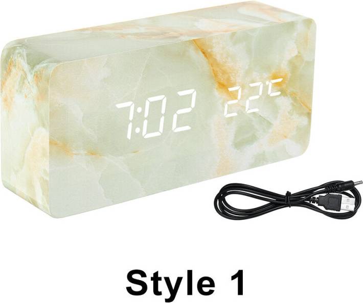 Greenzech LED Marble Pattern Alarm Clock