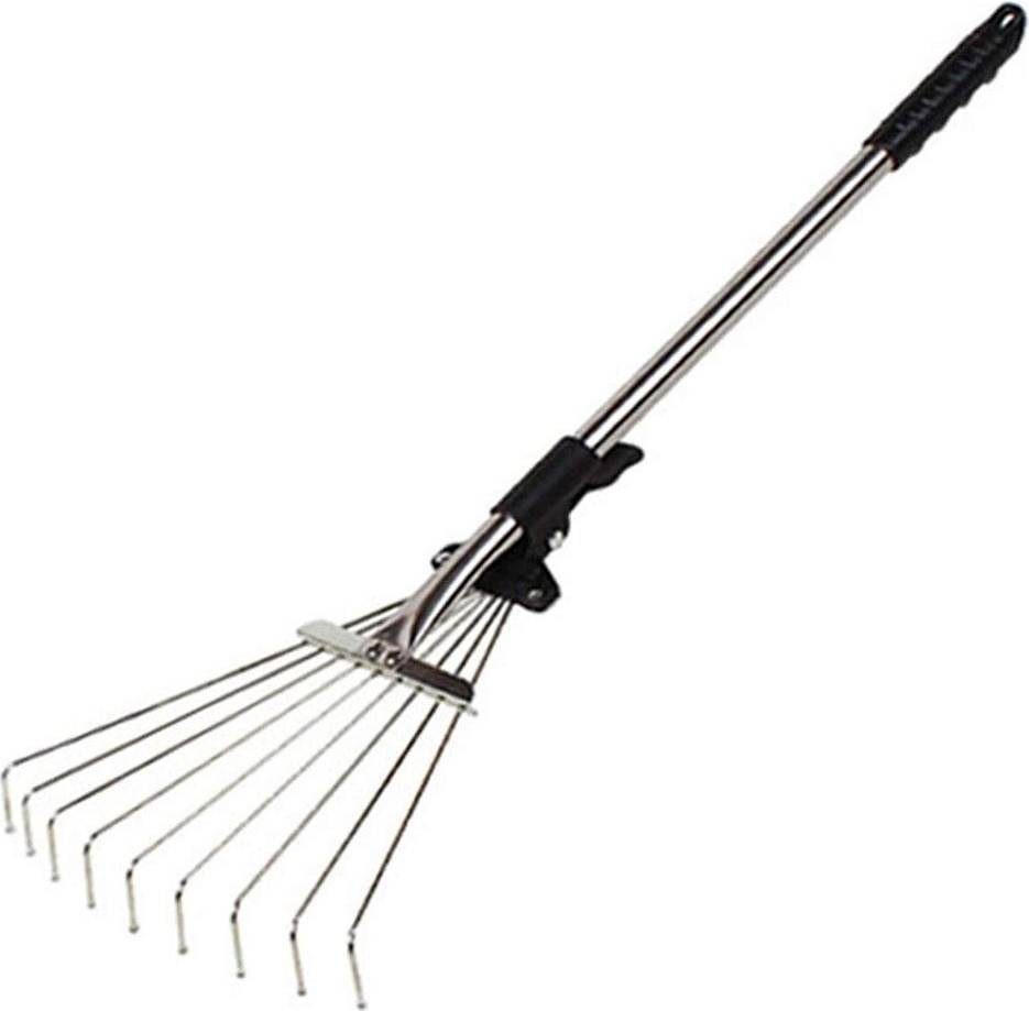 Leaf rake Zeblaze Adjustable Garden Leaf Rake Multi Toothed Metal Rake