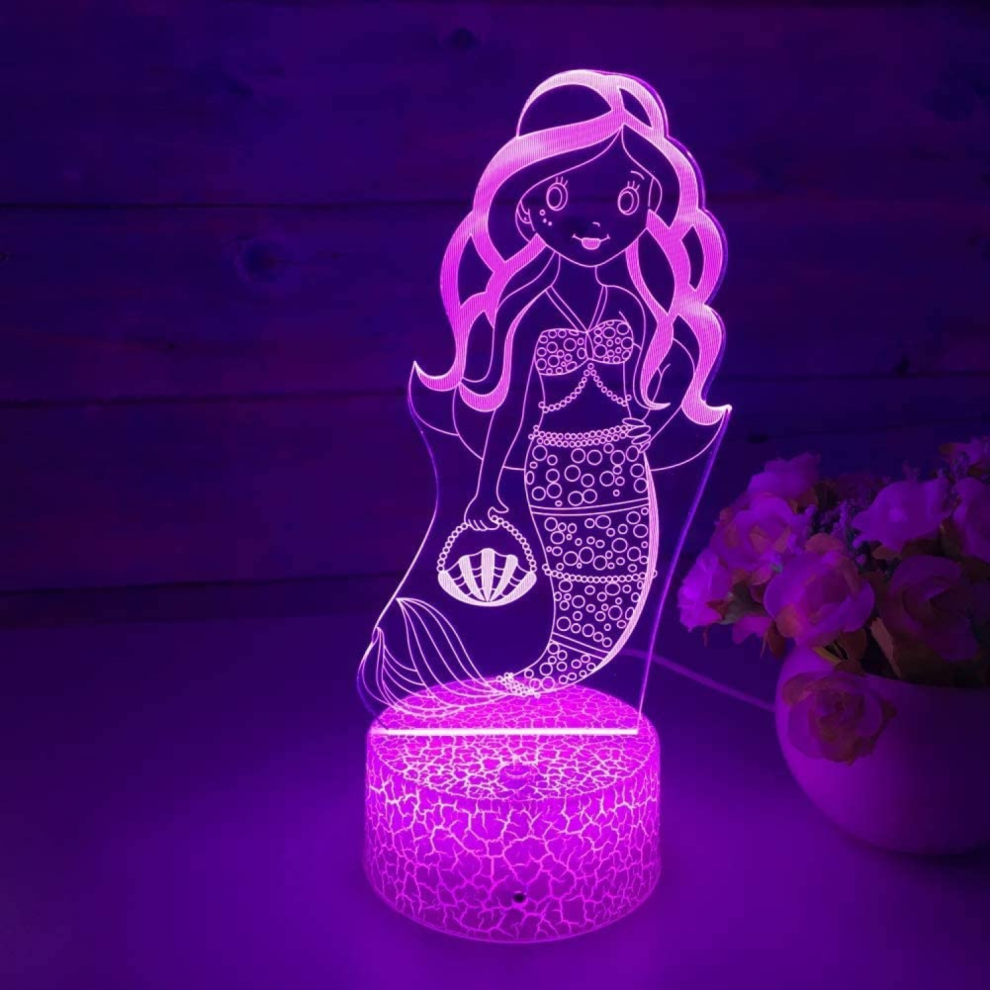 Veeki 3D Mermaid With Remote Control Night Light