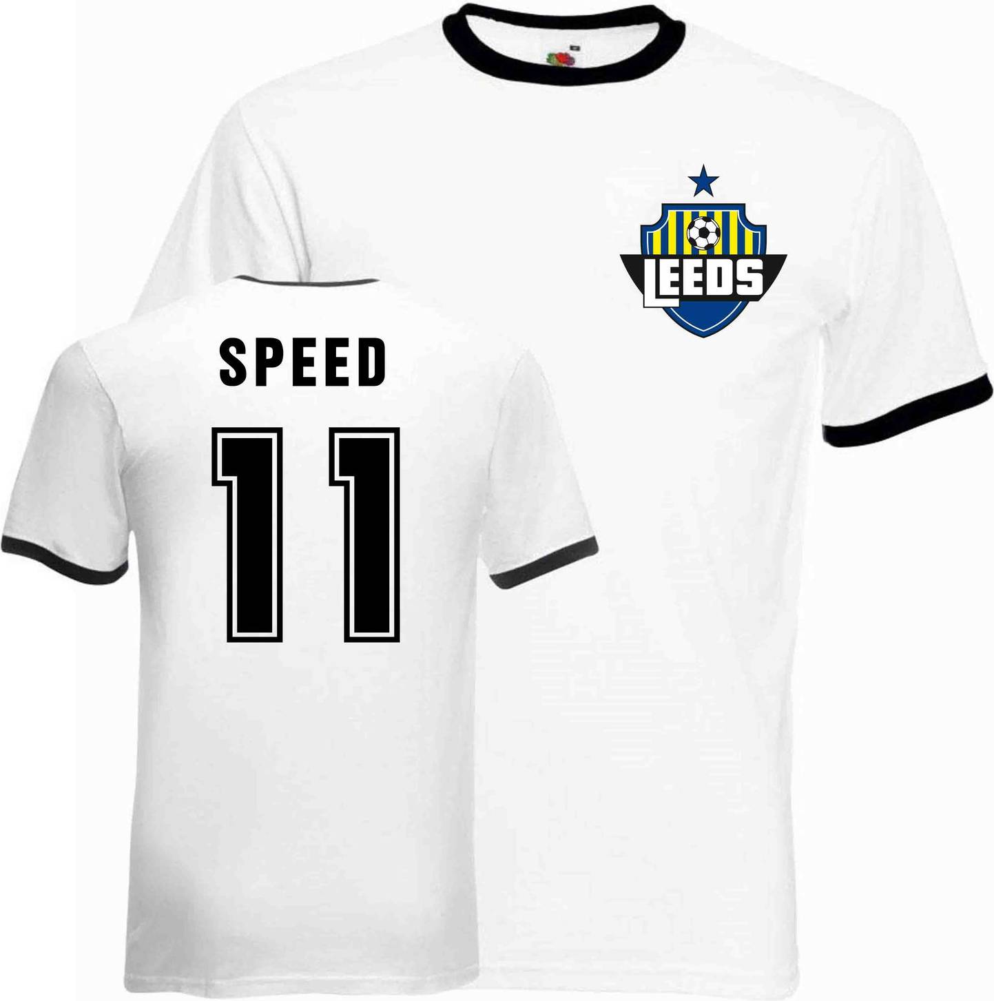 UKSoccershop Gary Speed Leeds Ringer Tee Men's Polyester
