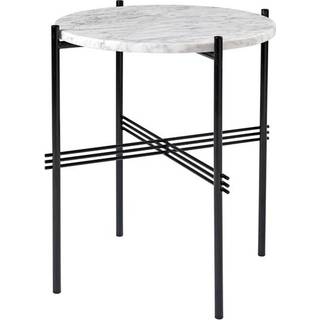 GUBI TS Round sidebord natural white travertine, Ø40, sort stel