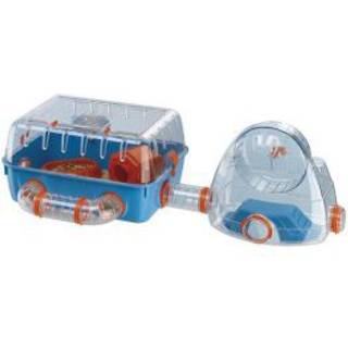 Ferplast COMBI 2 Innovativ Hamsterbur - Tilpasselig Habitat med Ekstern Løbehjul - Interaktivt Transparent Design - Tilbehør, Rør Connect&Play, 79,5x29