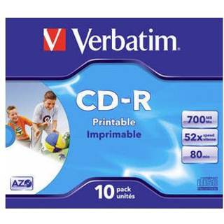 Verbatim CD-R 700MB 52X 10PK Jc print ➞ På lager - klar til levering og afhentning