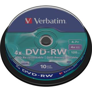 VERBATIM DVD-RW 4,7GB Branded Matt Silver 4xSpeed *10-pack* CakeBox