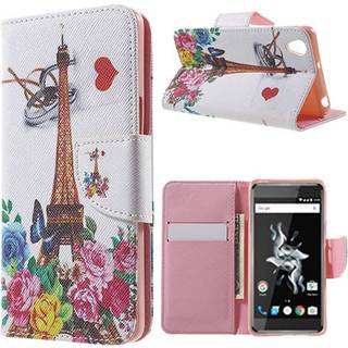 Moberg TPU OnePlus X Leather Flip Case - Flowers & Eiffel Tower