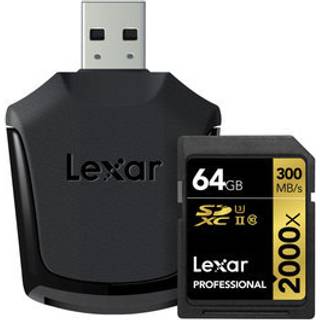 LEXAR PRO 64 GB SDXC UHS-II (2000x) + CARD READER