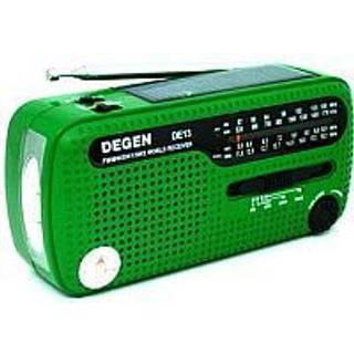 Hånddreven solradio - Degen DE13 FM AM SW-modtager - Dynamo-radio med mobiltelefonoplader og lommelygte