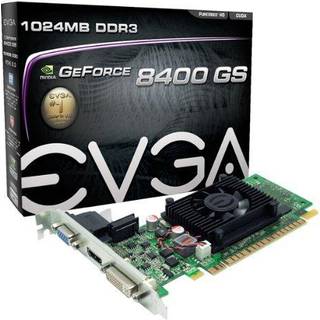 EVGA 1GB GeForce 8400 GS DirectX 10 64-bit DDR3 PCI Express 2.0 X16 HDCP Klar videokort Model 01G-P3-1302-LR