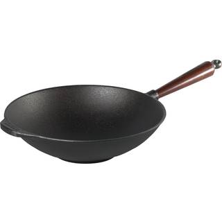 Skeppshult Traditional Wok 30 cm - Gusseisen mit Buchenholzgriff - Braun,Schwarz