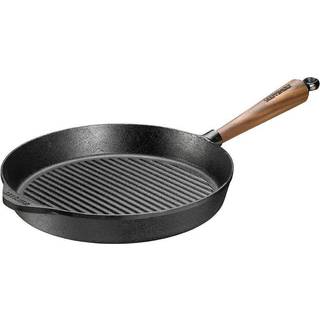 Skeppshult Walnuss Grillpfanne 28 cm - Gusseisen mit Walnussholzgriff - Braun,Schwarz