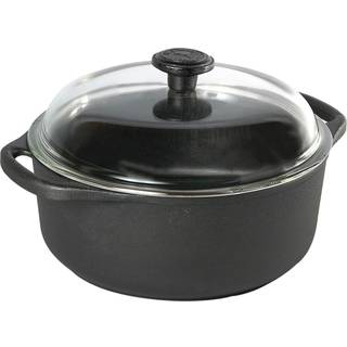 Skeppshult Bräter rund 24 cm / 4 L - Gusseisen mit Glasdeckel - Schwarz