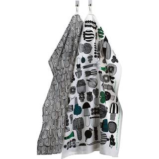 Marimekko Puutarhurin parhaat viskestykke 47x70 cm 2-pak Hvid/Sort/Grøn