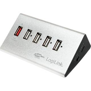 LogiLink USB 2.0 High Speed hub 4-port + 1x Fast Charging port USB hub - 4 ports - Sølv